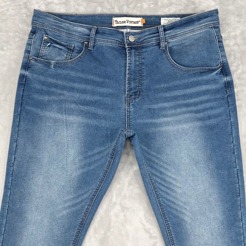 Tailor Vintage Jeans Mens 38x30 Blue Bristol Skinny Fit Comfort Stretch Waist